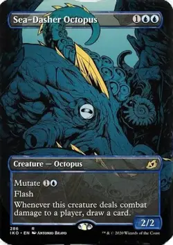 Sea-Dasher Octopus 286: Rare Blue Creature Flash Mutate Ikoria Regular MTG Card - Image 1