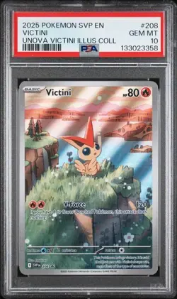 2025 Pokemon SVP 208 Victini PSA 10 Graded Illustration Rare Promo Unova 358 - Image 1