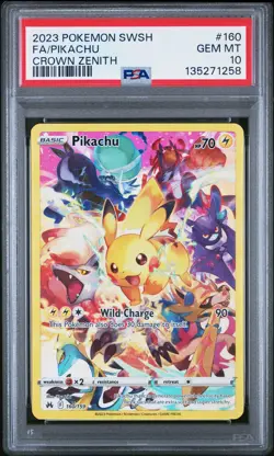 135271258 Pikachu 2023 Pokemon Sword & Shield Crown Zenith #160 PSA 10 - Image 1
