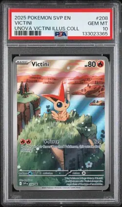 2025 Pokemon SVP 208 Victini PSA 10 Graded Illustration Rare Promo Unova 365 - Image 1
