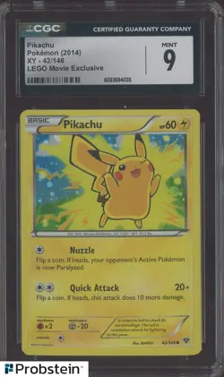 2014 Pokemon XY LEGO Movie Exclusive #42 Pikachu CGC 9 MINT - Image 1