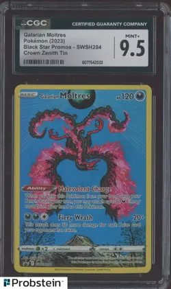 2023 Pokemon BSP Crown Zenith Tin #SWSH284 Galarian Moltres CGC 9.5 MINT+ - Image 1