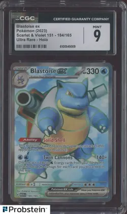 2023 Pokemon Scarlet & Violet 151 Ultra Rare #184 Blastoise ex CGC 9 MINT - Image 1