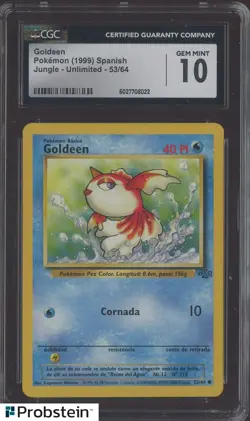 1999 Pokemon Spanish Jungle Unlimited #53 Goldeen CGC 10 GEM MINT - Image 1