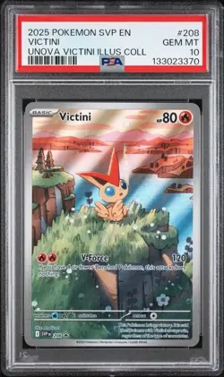 2025 Pokemon SVP 208 Victini PSA 10 Graded Illustration Rare Promo Unova 370 - Image 1