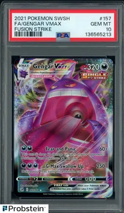 2021 Pokemon SWSH Fusion Strike #157 FA Gengar VMax PSA 10 GEM MINT - Image 1