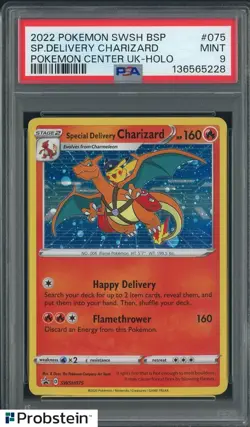 2022 Pokemon SWSH BSP Pokemon Center UK Holo Special Delivery Charizard PSA 9 - Image 1