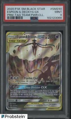 2020 Pokemon SM BSP Premium Tag Team Power Collection Espeon & Deoxys GX PSA 9 - Image 1