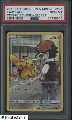 2019 Pokemon Sun & Moon Cosmic Eclipse Secret #241 FA Pikachu PSA 10 - Image 1