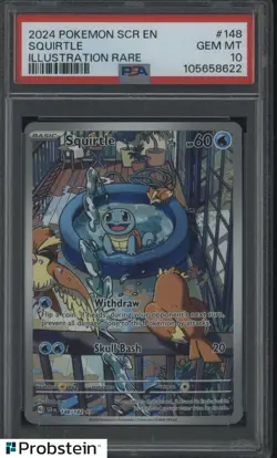 2024 Pokemon SCR EN Illustration Rare #148 Squirtle PSA 10 GEM MINT - Image 1