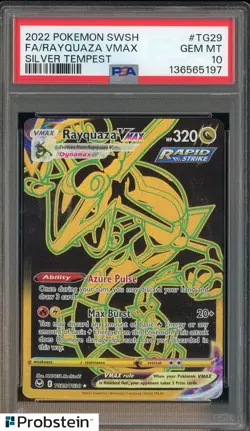 2022 Pokemon SWSH Silver Tempest #TG29 FA Rayquaza VMax PSA 10 GEM MINT - Image 1