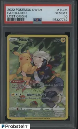 2022 Pokemon SWSH Lost Origin #TG05 FA Pikachu PSA 10 GEM MINT - Image 1