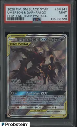 2020 Pokemon SM BSP Premium Tag Team Power Collection Umbreon & Darkrai GX PSA 9 - Image 1