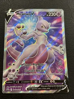 Pokemon TCG Mewtwo V SWSH229 Sword & Shield Black Star Promo Holo Crimp Error MP - Image 1