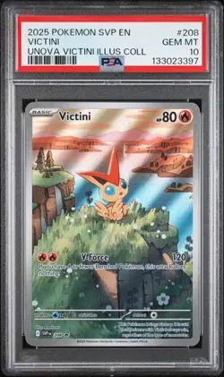 2025 Pokemon SVP 208 Victini PSA 10 Graded Illustration Rare Promo Unova 397 - Image 1