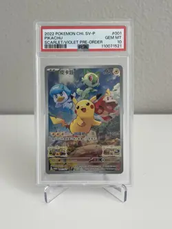 PSA 10 Chinese Pikachu 001/SV-P Promo Scarlet & Violet Holo Pokemon - Image 1