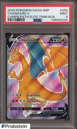 2020 Pokemon SWSH BSP Champions Path Elite Trainer Box #050 Charizard V PSA 9 - Image 1