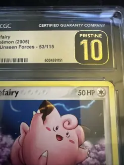 Clefairy Reverse Holo 53 CGC Pritine 10 Pokemon 2005 EX Unseen Forces - Image 3