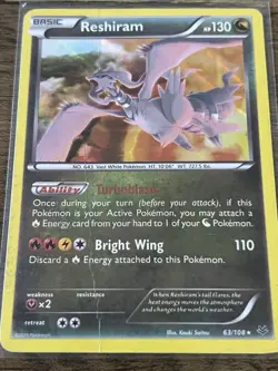 2015 Pokemon TCG Reshiram 63/108 XY Roaring Skies Holo Rare - Image 1