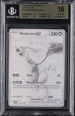 2025 POKEMON WHITE FLARE BW RARE HOLO #173/086 RESHIRAM EX BGS 10 - Image 1