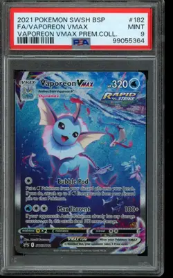 PSA 9 MINT Pokemon Vaporeon VMAX Vaporeon VMAX Premium Collection Art SWSH182 - Image 1