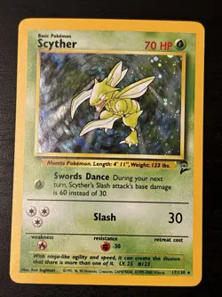 Pokemon Scyther Holo Rare TCG Card 17/130 WOTC Base Set 2 Nm(-) - Image 1