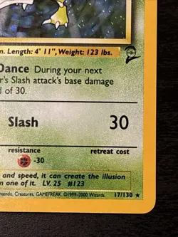 Pokemon Scyther Holo Rare TCG Card 17/130 WOTC Base Set 2 Nm(-) - Image 4