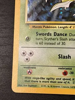 Pokemon Scyther Holo Rare TCG Card 17/130 WOTC Base Set 2 Nm(-) - Image 5