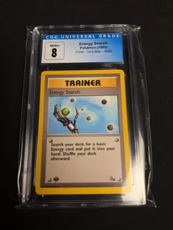 CGC 8 Energy Search (1st Ed.) Fossil 59/62 Pokemon Card - Image 1