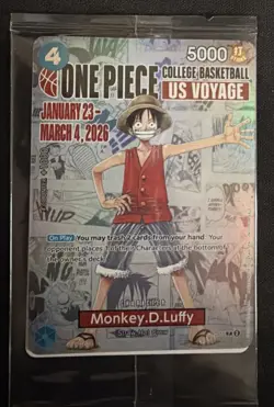 One Piece CCG US Voyage Monkey.D.Luffy Bandai Namco Promo Card P-055 5000 Power - Image 1