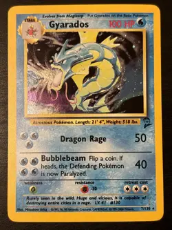 Gyarados Base Set 2 Holo Rare Card 7/130 Unlimited Wotc Holo Rare Pokemon NM - Image 1