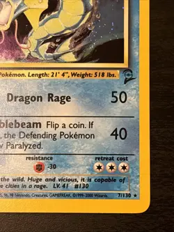 Gyarados Base Set 2 Holo Rare Card 7/130 Unlimited Wotc Holo Rare Pokemon NM - Image 4