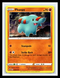 💥 2021 Phanpy SWSH117 Black Star Promo Cosmos Holo Pokemon Card - Image 1