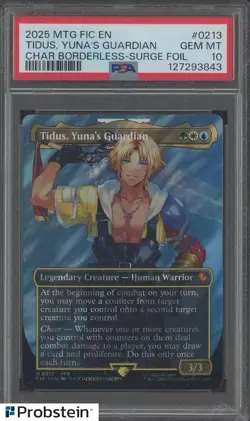 "Tcg 2025 MTG Fic En Char Borderless Surge Foil #0213 Tidus Yuna's Guardian PSA - Image 1