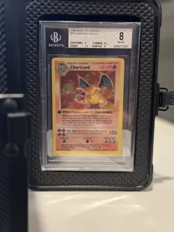 1999 Pokemon Base Set Shadowless 1st Edition Holo Charizard BGS 8 - Image 1