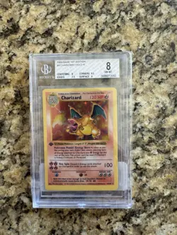 1999 Pokemon Base Set Shadowless 1st Edition Holo Charizard BGS 8 - Image 4