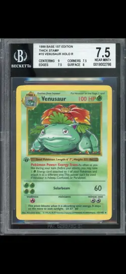 1999 Pokemon Venusaur 1st Edition Holo Thick Stamp BGS 7.5 Shadowless - Image 1