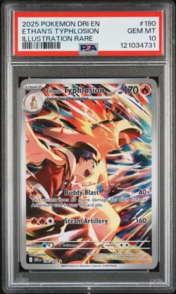 2025 POKEMON DRI EN-DESTINED RIVALS ILLUSTRATION RARE ETHAN'S TYPHLOSION PSA 10 - Image 1