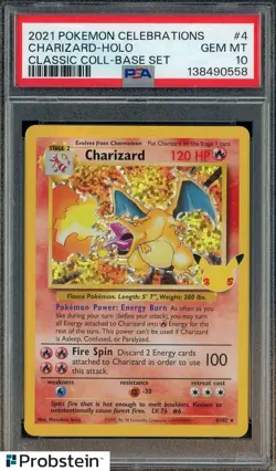 2021 Pokemon Celebrations Classic Base Set #4 Charizard Holo PSA 10 GEM MINT - Image 1