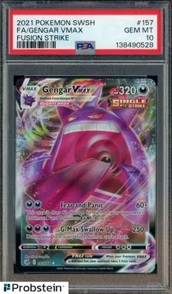 2021 Pokemon SWSH Fusion Strike #157 FA Gengar VMAX PSA 10 GEM MINT - Image 1