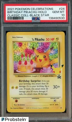 2021 Pokemon Celebrations Classic BSP #24 Birthday Pikachu Holo PSA 10 - Image 1