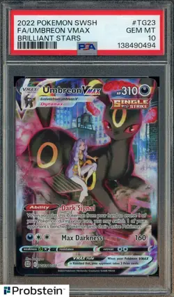 2022 Pokemon SWSH Brilliant Stars #TG23 FA Umbreon VMAX PSA 10 GEM MINT - Image 1