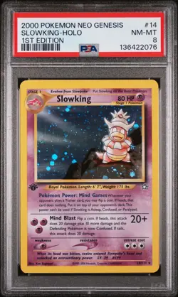 136422076 Slowking 2000 Pokemon Neo Genesis 1st Edition #14 Holo PSA 8 - Image 1