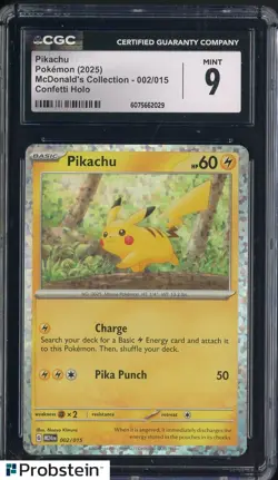 2025 Pokemon McDonald's Collection Confetti Holo #002/015 Pikachu CGC 9 MINT - Image 1