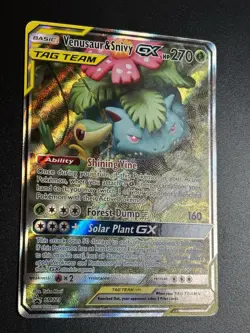 Pokemon Sun & Moon Black Star Promo Venusaur & Snivy GX SM229 NM+ Tag Team - Image 2