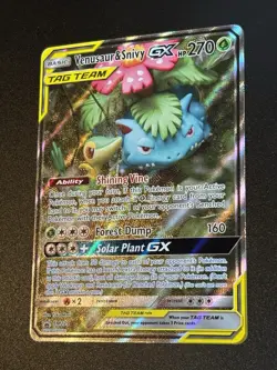 Pokemon Sun & Moon Black Star Promo Venusaur & Snivy GX SM229 NM+ Tag Team - Image 3