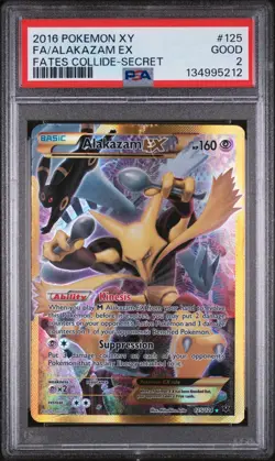 Alakazam EX Fates Collide 125/124 Full Art Holo Secret Rare Pokemon TCG PSA 2 - Image 1