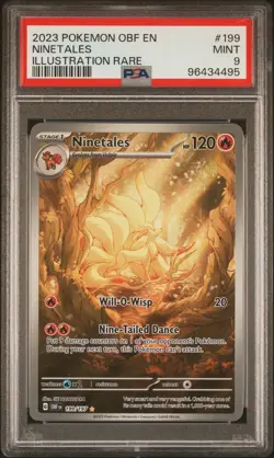 2023 POKEMON OBF EN-OBSIDIAN FLAMES ILLUSTRATION RARE #199 NINETALES PSA 9 - Image 1