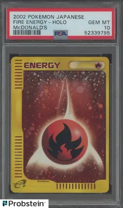 "Tcg 2002 Pokemon Japanese McDonald's Fire Energy Holo PSA 10 GEM MINT " - Image 1
