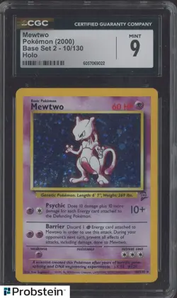 "Tcg Mewtwo 2000 Pokemon Base Set 2 #10/130 Holo CGC 9 MINT " - Image 1